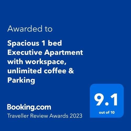 Spacious 1 bed Apartment with workspace, unlimited coffee & FREE Parking